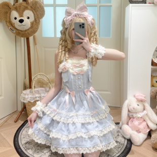 森女部落洛丽塔日常轻lo连衣裙女夏lolita甜妹少女粉蓬蓬蛋糕裙子