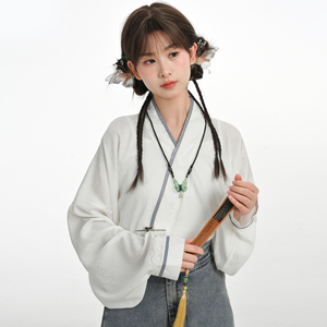 森女部落原创日常国风白色衬衫上衣新中式衬衣提花2024年春季新款