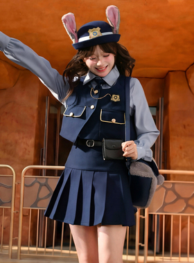 兔子警官cos服套装女新款春夏学院风设计感百搭马甲制服森女部落