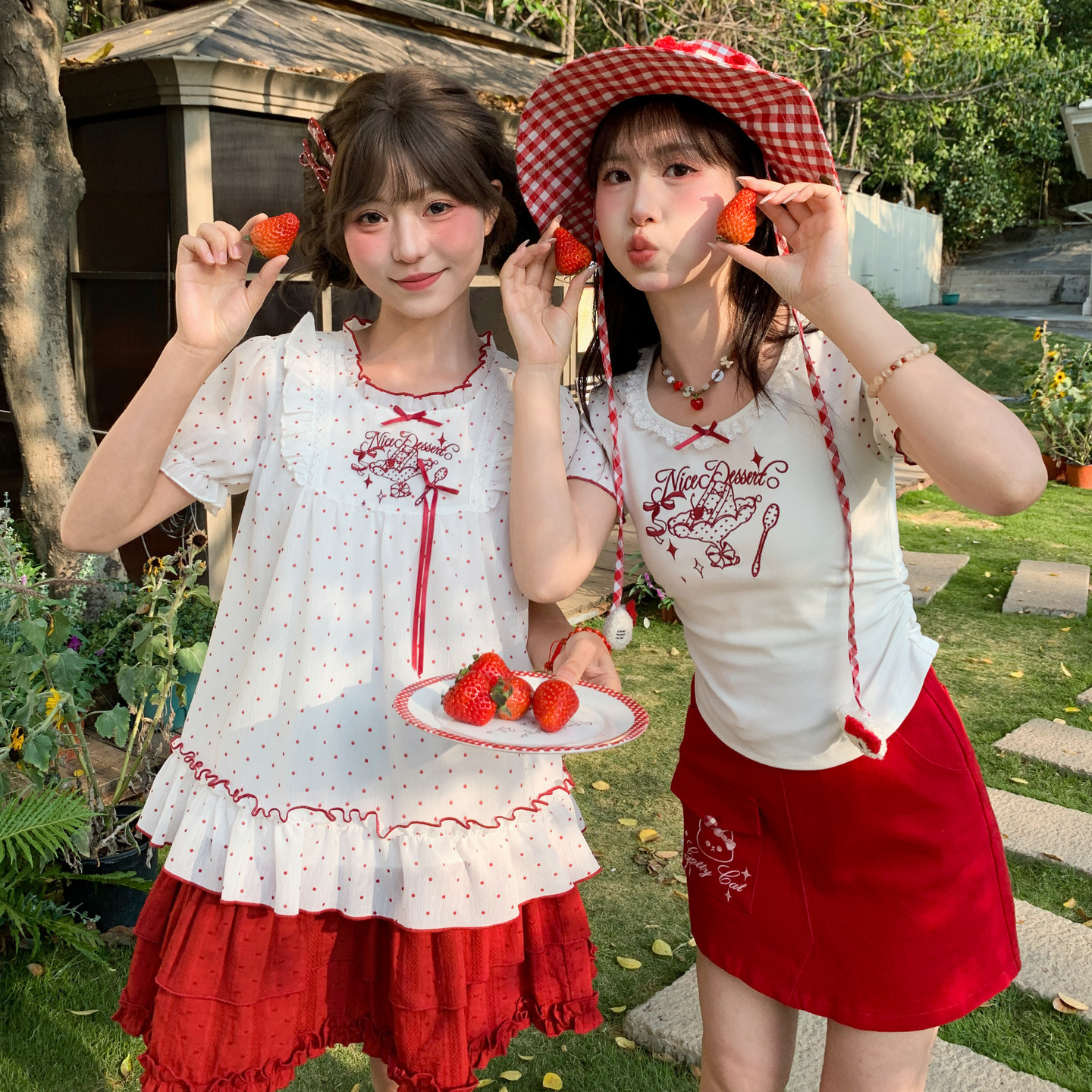 森女部落甜美风泡泡袖雪纺衫女2026新款娃娃衫波点蕾丝花边设计夏