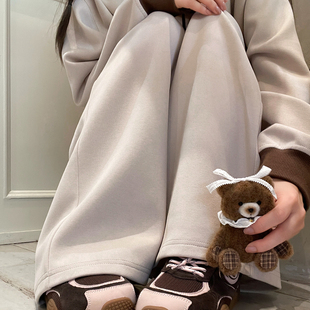 百搭直筒休闲裤 秋季 女2025新款 森女部落甜美风撞色显瘦高腰阔腿裤