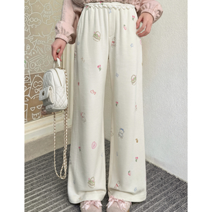 上新限时88折森女部落甜美印花垂感阔腿裤女拼接设计感高腰休闲裤