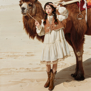 森女部落原创西域民族风度假波西米亚马甲流苏连衣裙春秋新款 女装