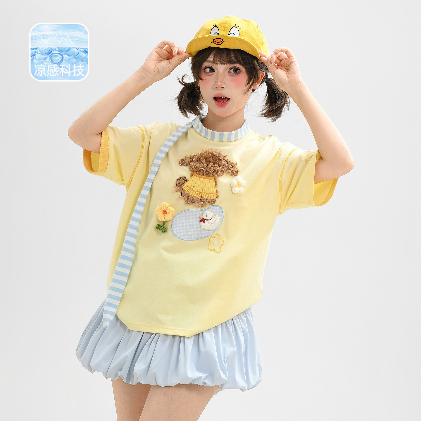 森女部落甜美可爱小狗设计感短袖t恤女2026新款宽松圆领上衣夏季图片