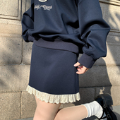 上新限时88折森女部落甜美miu系蕾丝拼接短裙女高腰A字半身裙春夏