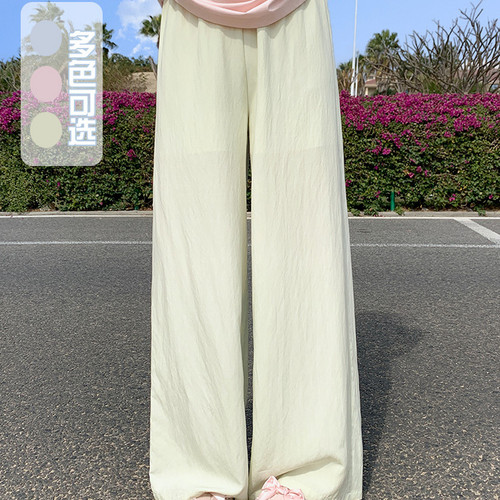 森女部落甜美风纯色简约阔腿裤女2026新款遮肉百搭高腰休闲裤夏季