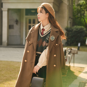 原创森女部落复古毛呢大衣高级感小众呢子外套秋冬中长款2022新款