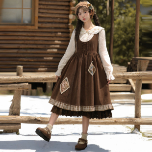 森女部落复古灯芯绒背心裙女2025新款 连衣裙 秋冬宽松显瘦百搭长款