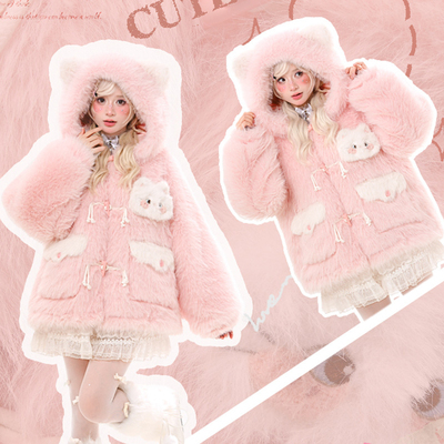 森女部落原创粉色甜美可爱猫咪连帽绒衫卫衣女2025新款宽松上衣秋