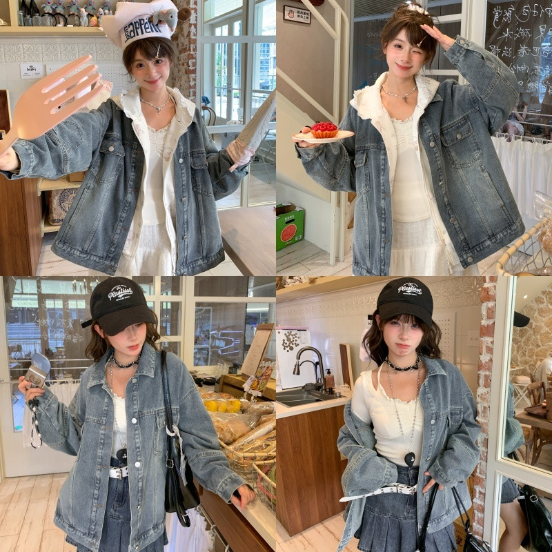 森女部落水洗做旧牛仔外套女2025新款经典休闲百搭长袖宽松上衣秋,女装/女士精品,短外套,淘宝优惠券,粉丝福利购,淘宝优惠卷