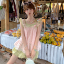 79.9%莱赛尔度假宽松上衣 女新款 森女部落粉彩风甜妹撞色时尚 套装