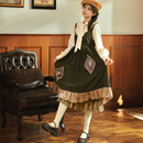 裙子 绿色女装 森女部落原创连衣裙春秋法式 长裙气质轻lo背带裙秋装