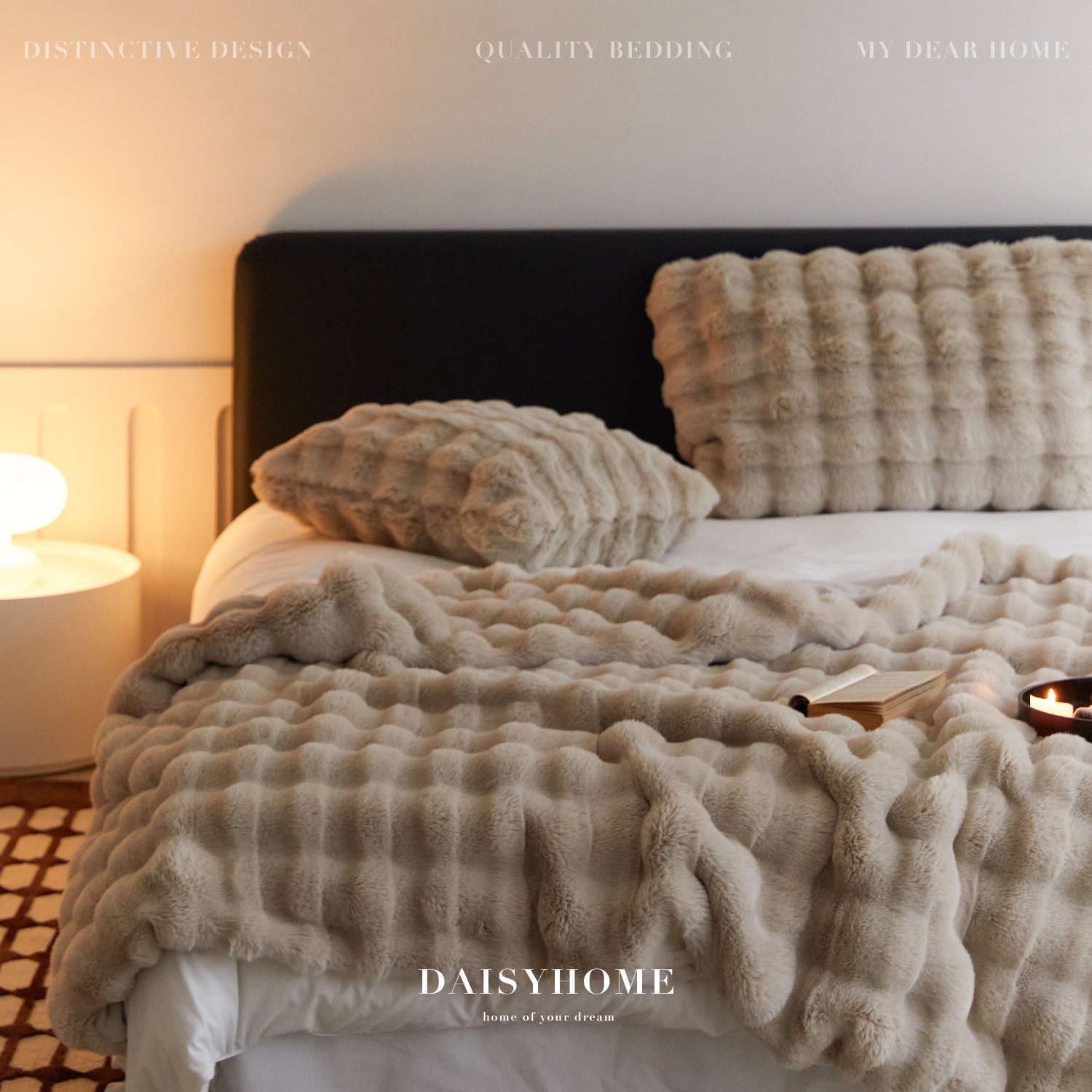 DAISYHOME绝美托斯卡纳长毛绒沙发卧室床尾皮草毯子北欧保暖神器