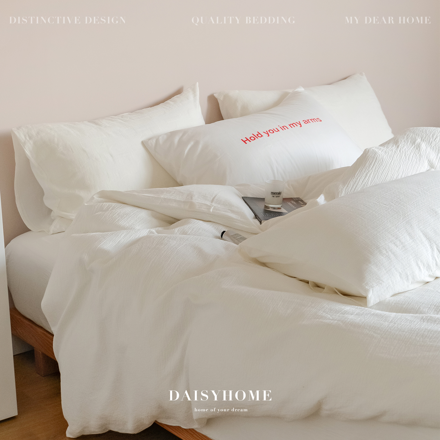 DAISYHOME韩式ins风简约仙气白色纯棉纱布侘寂风床品民宿四件套