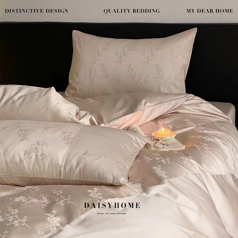 100支提花四件套纯棉法式高端货