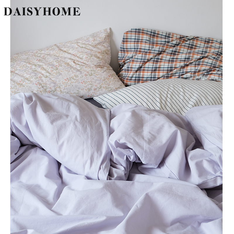 DAISYHOME【月光】盐系混搭全棉格子条纹四件套北欧韩式ins风床单 床上用品 床品套件/四件套/多件套 原图主图