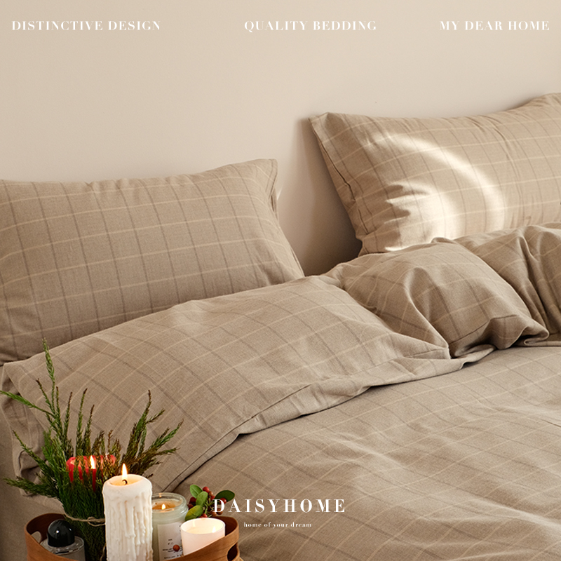 纯棉法兰绒色织床单款四件套