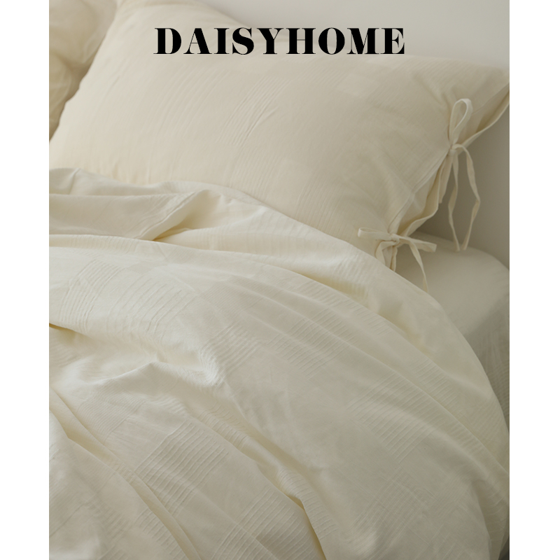 DAISYHOME有机宣纸白纯棉素面提花亲肤柔软床品四件套诧寂民宿风-封面