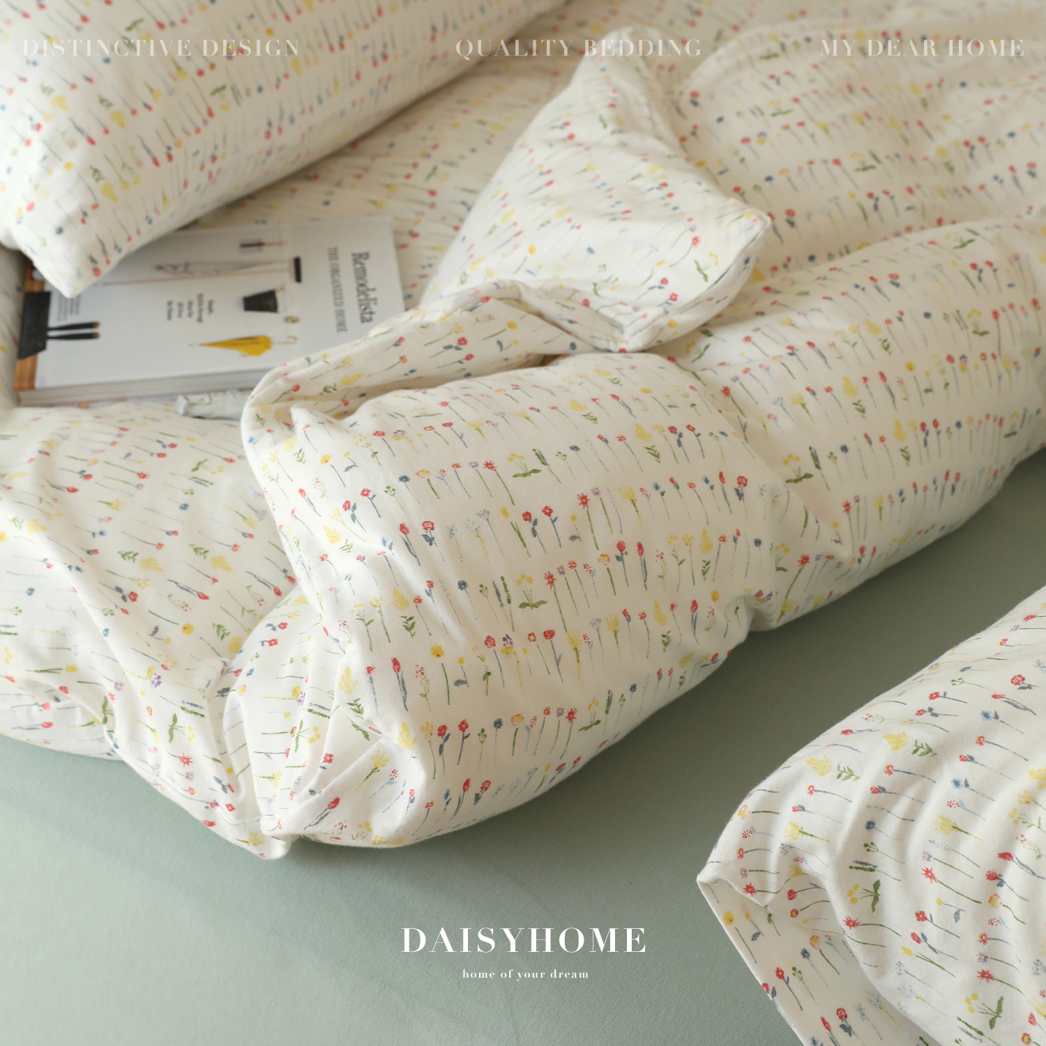 DAISYHOME2025春夏花海碎花针织棉母婴裸睡床上用品四件套100全棉