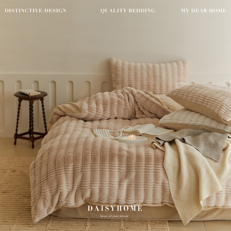 秋冬蒙特皮草加厚牛奶绒四件套