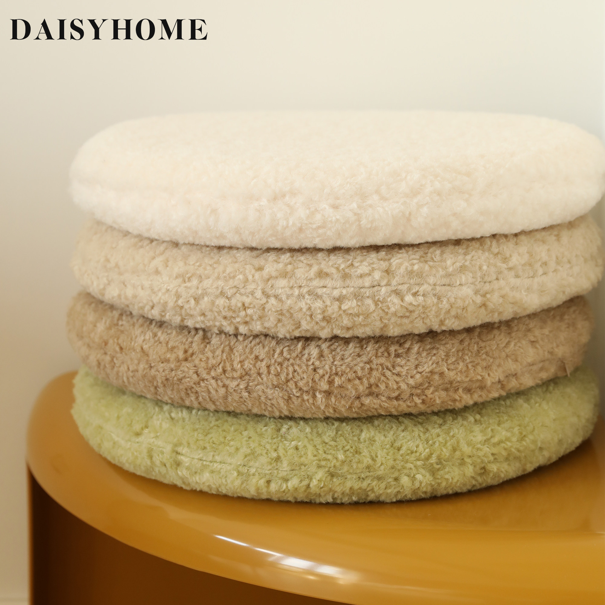 DAISYHOME巴黎绒毛绒坐垫慢回弹记忆棉北欧风圆形方形餐椅垫子,居家布艺,美臀垫/保健坐垫,淘宝优惠券,粉丝福利购,淘宝优惠卷