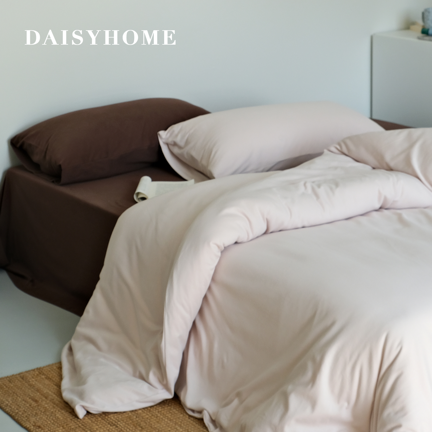 超软撞色80支棉毛针织全棉四件套