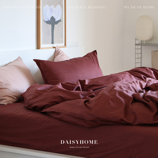 DAISYHOME纯棉立体飞边全棉安哥拉红ins风北欧极简四件套床单被套