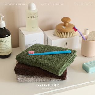 DAISYHOME三条装 森系毛巾精纯棉蓬松柔软吸水强方巾面巾洗脸毛巾