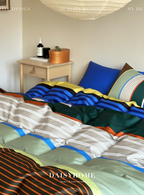 DAISYHOME原创设计师复古摩登时代北欧风60支全棉条纹床品四件套