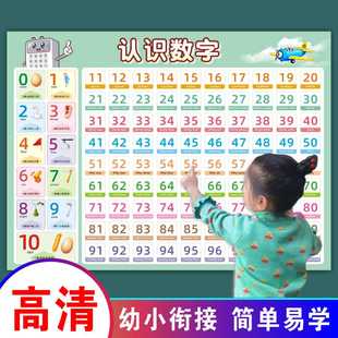 识数挂图儿童数字1到100认数神器幼儿园10以内加减法启蒙墙贴