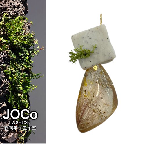 悄然酣放 JOCo原创发晶软陶吊坠 针状发丝水晶吊坠饰品项链礼物