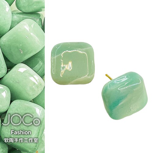 JOCo Fashion｜原创中古感冰玉质感软陶耳钉简约气质可改耳夹