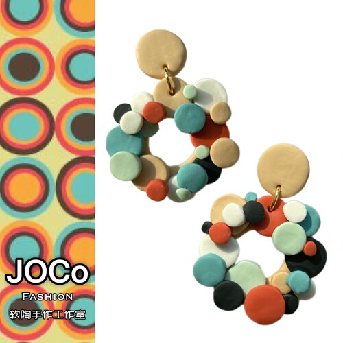 JOCo Fashion | 波普艺术感日系复古可爱少女18K镀金耳钉可改耳夹