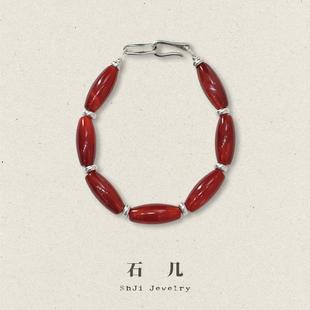 婚庆礼服配饰女生日 本命年国风新中式 好事发生 红玛瑙纯银手链