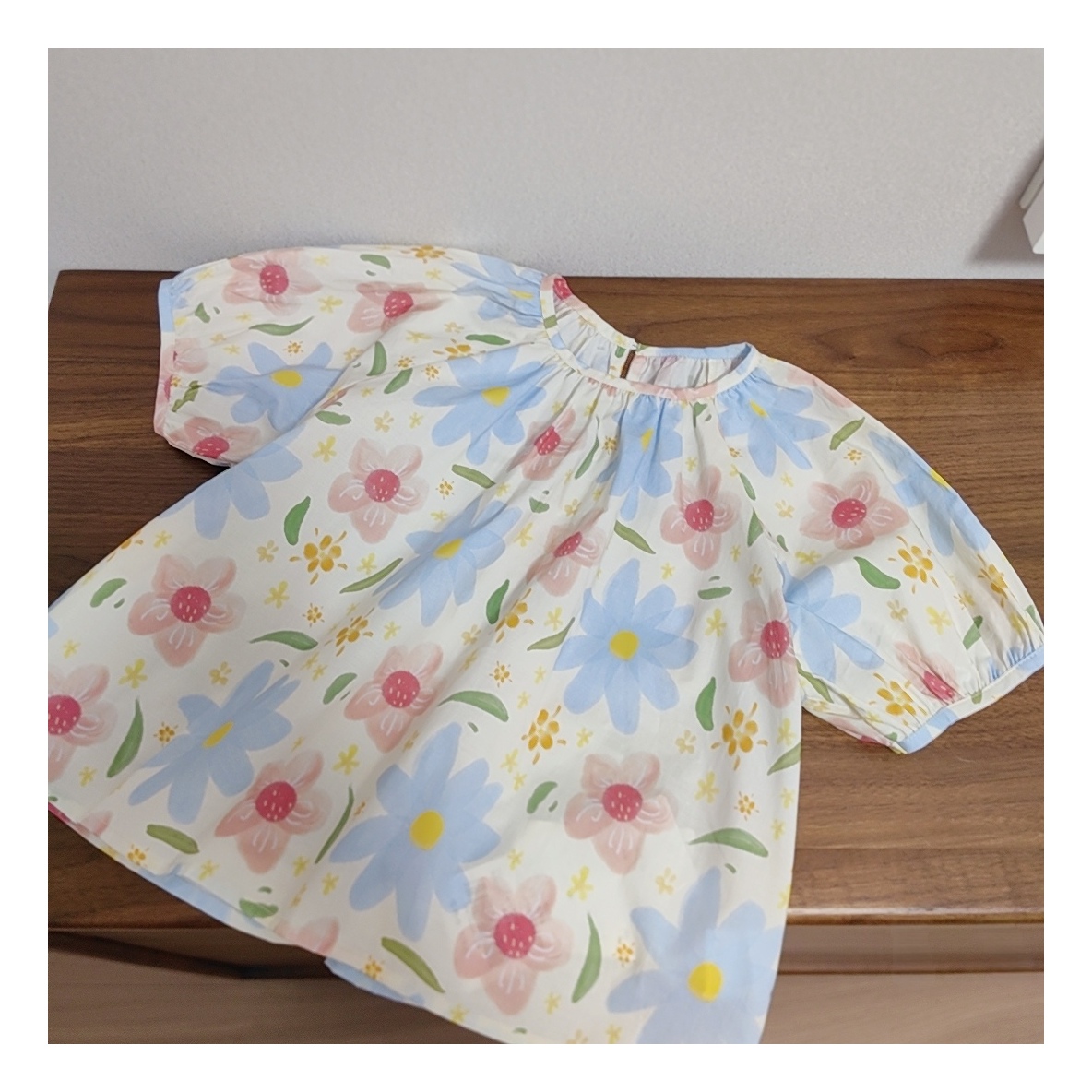 自留chao爱!110-170盐系泡泡袖碎花衬衫 女童夏季纯棉花朵娃娃衫