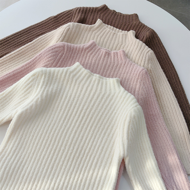 特定韩国绒 柔顺加厚 100-150 女童秋冬半高领软糯针织毛衣打底衫