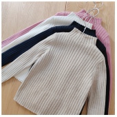 超舒服 木耳花边打底针织衫 超好搭 女童秋冬马卡龙半高领毛衣