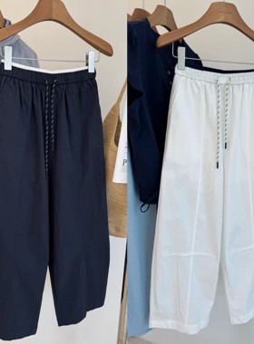 女士夏季薄款高腰九分阔腿气球裤