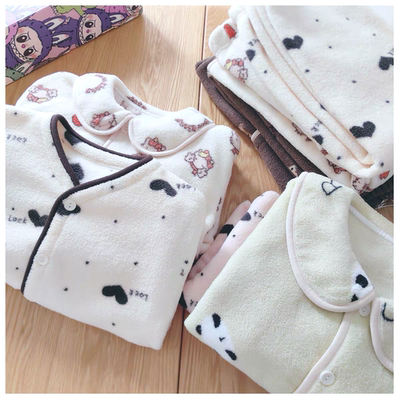 太美了 多花色入 秋冬女童云朵绒家居服套装慵懒风甜美加绒暖睡衣