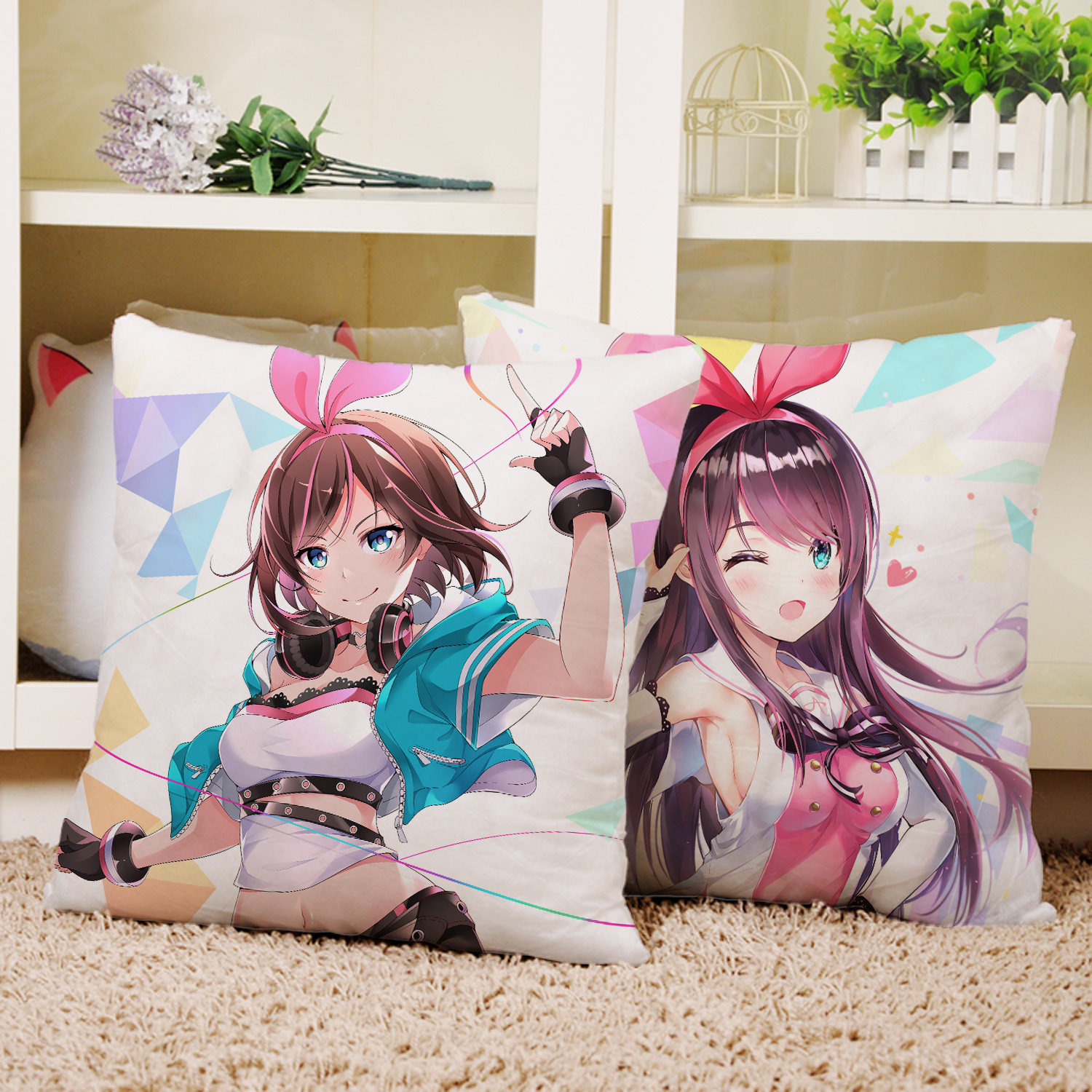 虚拟vtuber绊爱酱人工智障动漫定制抱枕可爱床上靠垫沙发坐垫周边