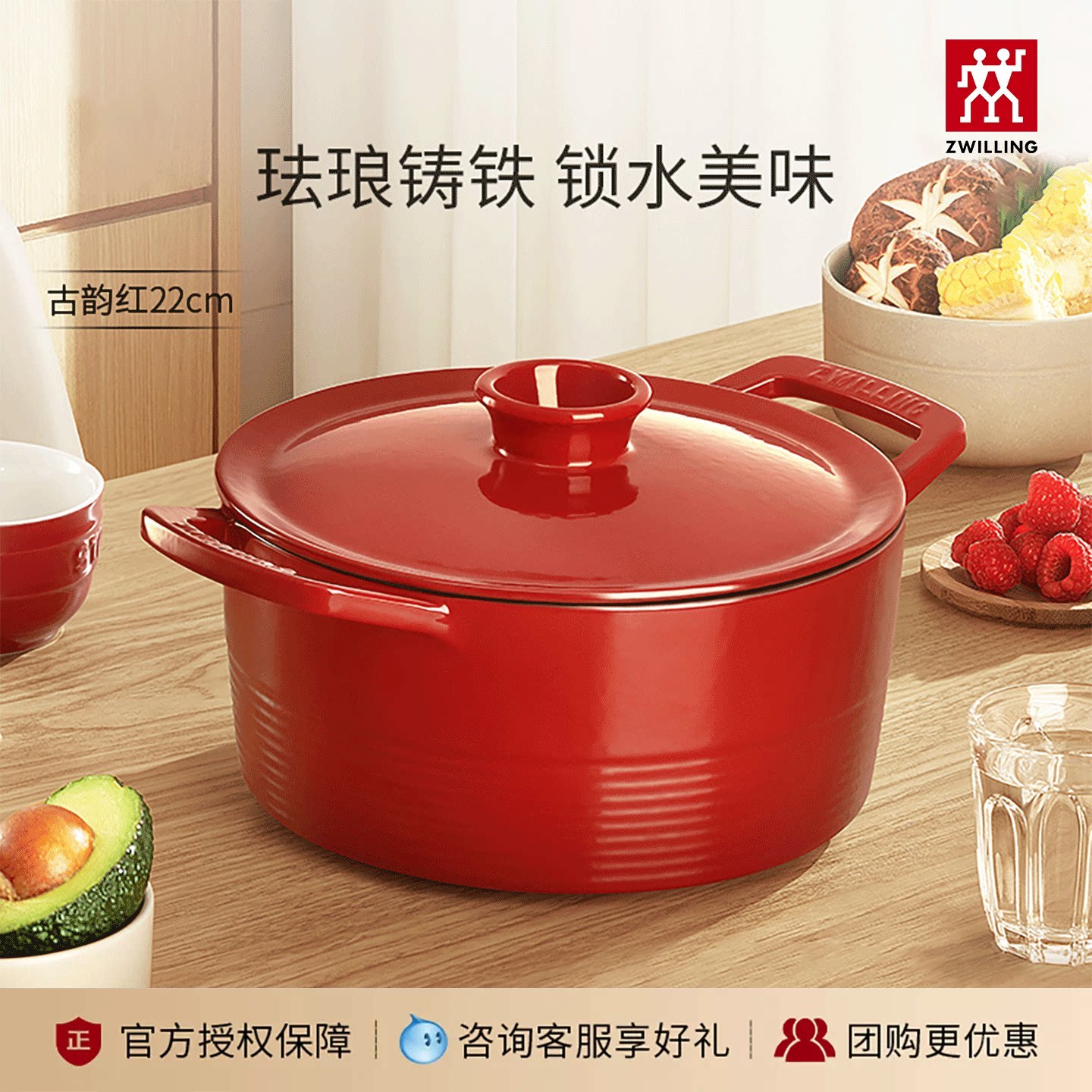 双立人龙系列珐琅锅铸铁锅炖锅家用厨房汤煲汤锅焖烧锅22/26cm图片