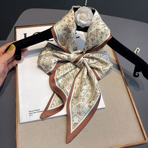 仿真丝质感可系腰飘带小丝巾