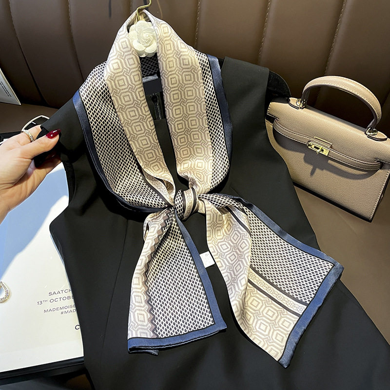 杭州丝绸品质双层桑蚕丝长巾装饰领巾100%真丝薄款春秋小围巾飘带