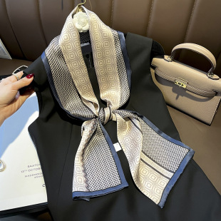 杭州丝绸品质双层桑蚕丝长巾装 春秋小围巾飘带 饰领巾100%真丝薄款