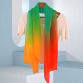 2024新款 多功能春秋洋气 压皱糖果色渐变丝巾女士围巾披肩两用夏季