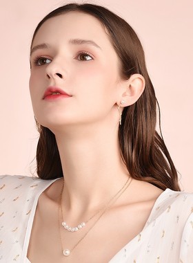 双层短款仿珍珠韩版配饰毛衣链