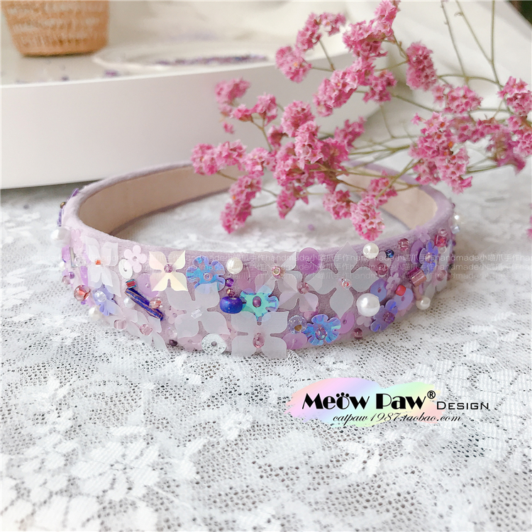 高定版手缝紫阳花宽制舒适发箍