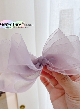 小喵爪手作原创紫色系列波点蝴蝶结儿童发饰皮筋刺绣对夹头饰套装