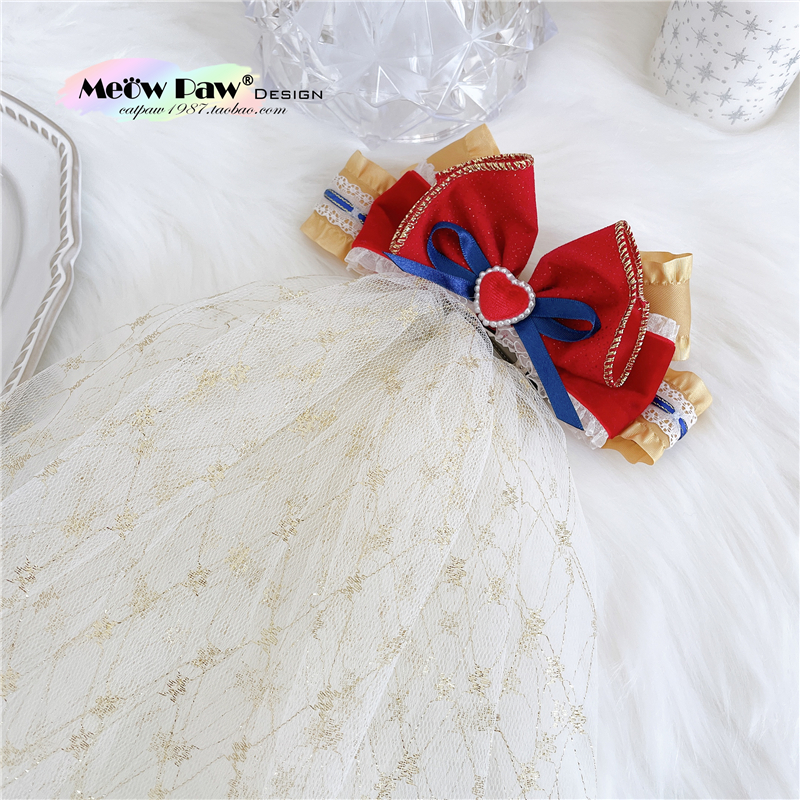 小喵爪手作原创设计 白雪姬头饰头纱 公主立体蝴蝶结儿童发饰发夹