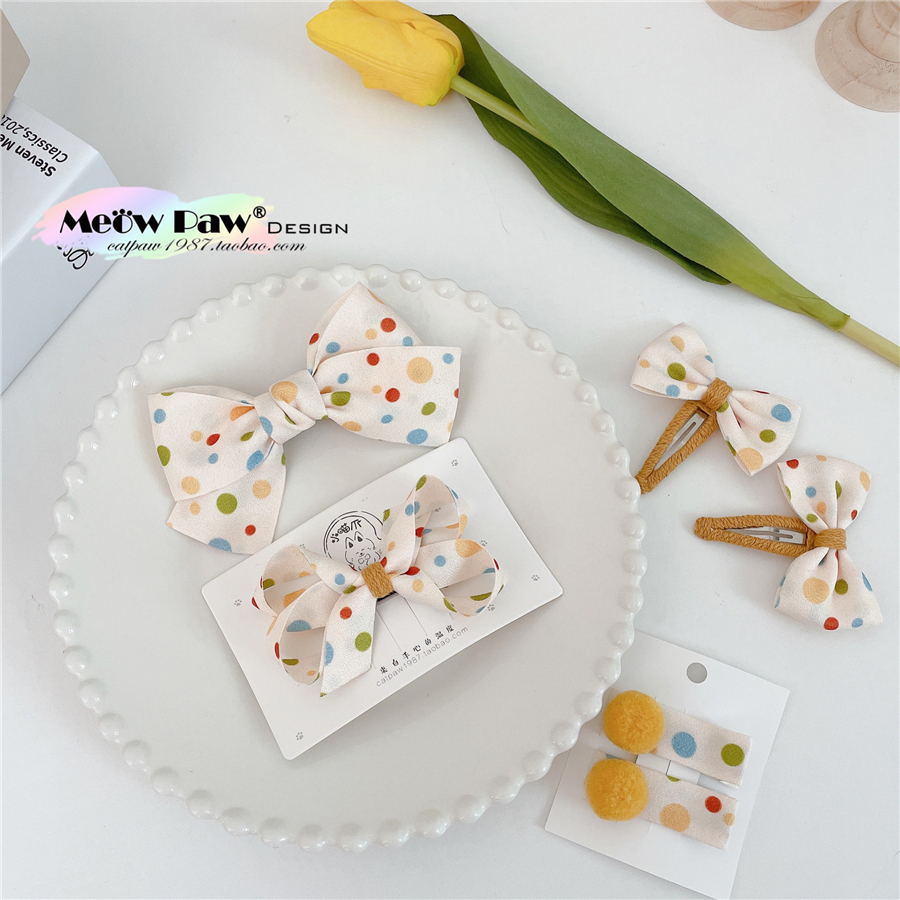 超可爱波点童趣蝴蝶结儿童发夹